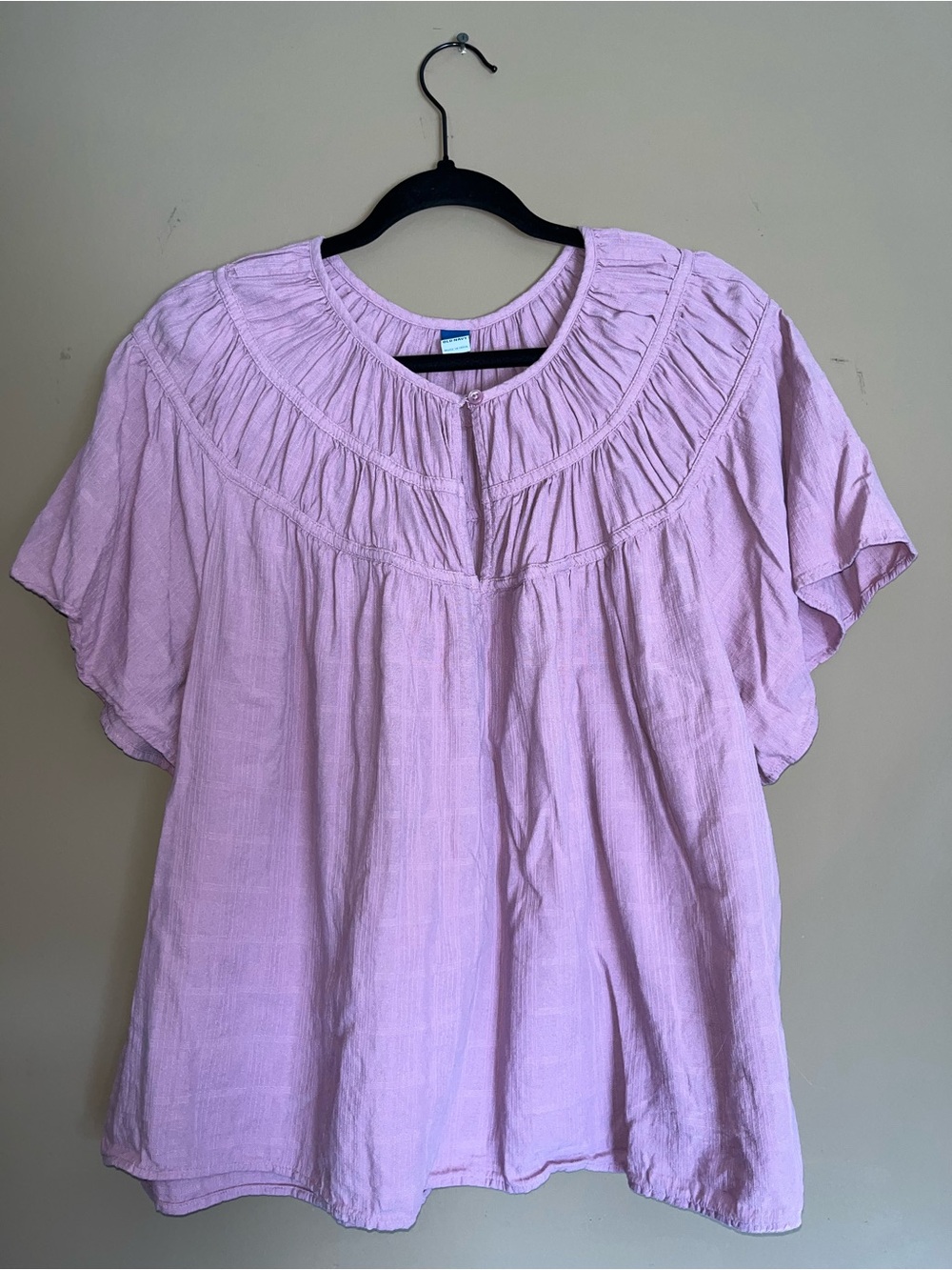 Old‎ Navy Mauve Peasant Blouse XL Purple Flutter Sleeve Textured Yoke Top